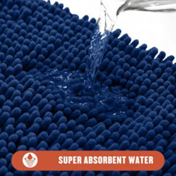 Moonlight Bedding Plush Chenille Bathroom Floor Mat Non-Slip Quick-Dry Absorbent Bathroom & Doorway Shower Rug Navy 40X60 Cm - thumbnail 3