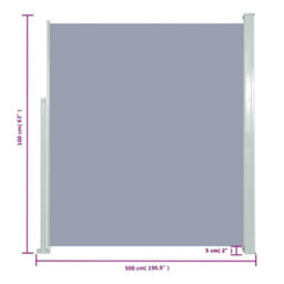 Walplus Retractable Side Awning Garden Sun Shade Canopy Gazebo For Back Door, Porch, Patio 160 X 500 Cm Grey - thumbnail 7