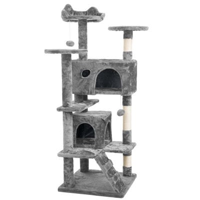 Crystals 138Cm Light Grey Large Cat Tree Tower Large Activity Centre With Scratching Post & Climbing Playhouse - image 1