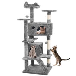 Crystals 138Cm Light Grey Large Cat Tree Tower Large Activity Centre With Scratching Post & Climbing Playhouse - thumbnail 9