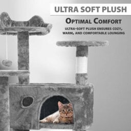 Crystals 138Cm Light Grey Large Cat Tree Tower Large Activity Centre With Scratching Post & Climbing Playhouse - thumbnail 5