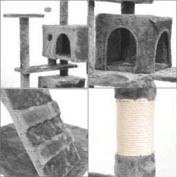 Crystals 138Cm Light Grey Large Cat Tree Tower Large Activity Centre With Scratching Post & Climbing Playhouse - thumbnail 3