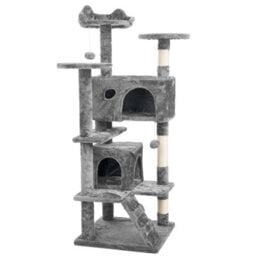Crystals 138Cm Light Grey Large Cat Tree Tower Large Activity Centre With Scratching Post & Climbing Playhouse - thumbnail 1