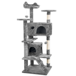 Crystals 138Cm Light Grey Large Cat Tree Tower Large Activity Centre With Scratching Post & Climbing Playhouse