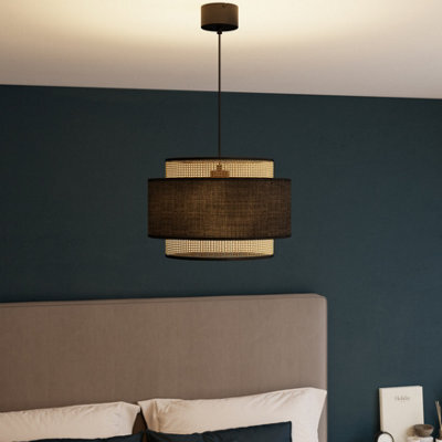 GoodHome Gadwall Black & Natural Round Lamp Shade (D)38Cm - image 1