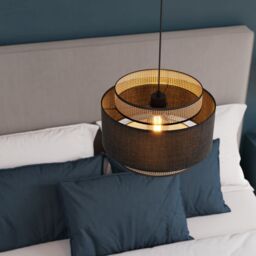 GoodHome Gadwall Black & Natural Round Lamp Shade (D)38Cm - thumbnail 8