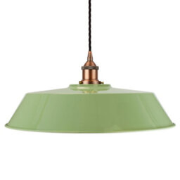 Mint Green Large Chancery Painted Dome Pendant Light With Matt Antique Copper Lamp Holder And Black Twisted Cable - Se Home - thumbnail 1