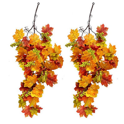 2 Pack Artificial Autumn Maple Leaf Garlands, 80 Cm, For Hanging, For Thanksgiving, Home Decoration (A) - image 1
