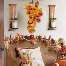 2 Pack Artificial Autumn Maple Leaf Garlands, 80 Cm, For Hanging, For Thanksgiving, Home Decoration (A) - thumbnail 6