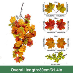 2 Pack Artificial Autumn Maple Leaf Garlands, 80 Cm, For Hanging, For Thanksgiving, Home Decoration (A) - thumbnail 2
