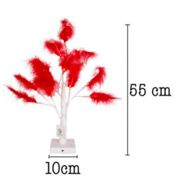 Shatchi 2Pcs 55Cm Red Feather Tree Table Lamp Warm White Leds Lighted Pampas Tree - Battery-Operated Decorative - thumbnail 2
