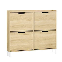 Sobuy Fsr100-N, Slim Wooden Storage Cupboard Shoe Rack Shoe Cabinet With 4 Flip Drawers, Natural