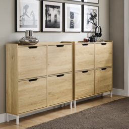 Sobuy Fsr100-N, Slim Wooden Storage Cupboard Shoe Rack Shoe Cabinet With 4 Flip Drawers, Natural - thumbnail 9