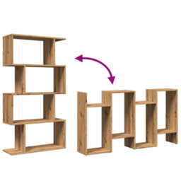Berkfield Room Divider Bookcase 4-Tier Artisan Oak 70X24X129 Cm Engineered Wood - thumbnail 8