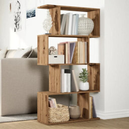 Berkfield Room Divider Bookcase 4-Tier Artisan Oak 70X24X129 Cm Engineered Wood - thumbnail 4