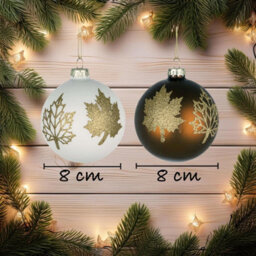Shatchi Christmas Glass Baubles 12Pcs Set - 8Cm Red Maple Leaves Design For Festive Tree Decorations - thumbnail 2