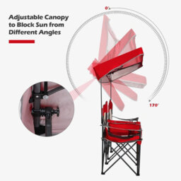 Costway Double Sunshade Folding Chairs 2-Person Camping Fishing Chairs-Red - thumbnail 4