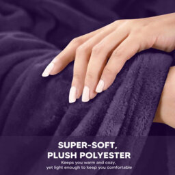 Imperial Rooms Plain Plush Faux Fur And Flannel Reversible All Season Comfort Blanket Purple King - thumbnail 2