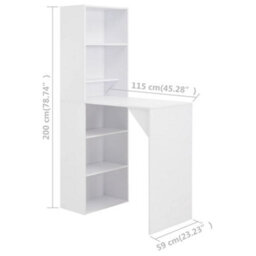 Berkfield Durable Bar Table With Cabinet White 115X59X200 Cm - thumbnail 6