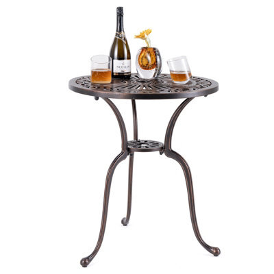 Costway 61 Cm Round Dining Table Patio Cast Aluminum Table W/ 5 Cm Umbrella Hole - image 1