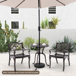 Costway 61 Cm Round Dining Table Patio Cast Aluminum Table W/ 5 Cm Umbrella Hole - thumbnail 5