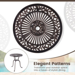 Costway 61 Cm Round Dining Table Patio Cast Aluminum Table W/ 5 Cm Umbrella Hole - thumbnail 8