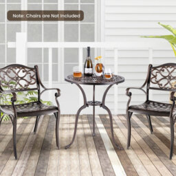 Costway 61 Cm Round Dining Table Patio Cast Aluminum Table W/ 5 Cm Umbrella Hole - thumbnail 4