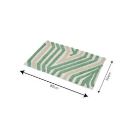 Showerdrape Barbican 100% Cotton Green & Grey Anti-Slip Bath Mat 800 X 500mm - thumbnail 2