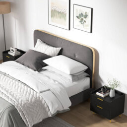 Wyld Haus Veha Black Set Of 2 Ribbed 2-Drawer Bedside Tables With Gold Handles - thumbnail 3
