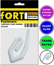 Curtain Glider Tape Hooks White Nylon - 80 Pcs Heavy Duty Curtain Rail Track Runners For Tape Top Curtains - thumbnail 3