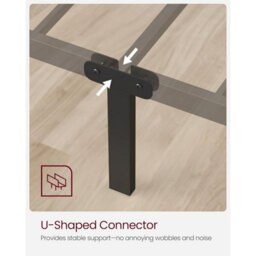 Songmics Double Metal Bed Frame, Easy Assembly Bedroom Furniture, Compact Guest Room Bed, Small Space Design, Matte Black - thumbnail 8