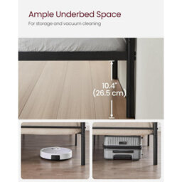Songmics Double Metal Bed Frame, Easy Assembly Bedroom Furniture, Compact Guest Room Bed, Small Space Design, Matte Black - thumbnail 4