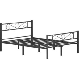Songmics Double Metal Bed Frame, Easy Assembly Bedroom Furniture, Compact Guest Room Bed, Small Space Design, Matte Black - thumbnail 9