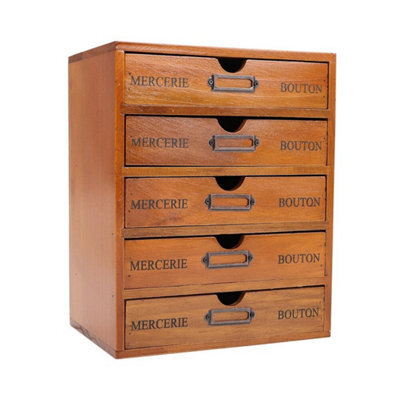 Wood Desktop Storage Cabinet Chest Of Drawer Box Makeup Organiser Office Holder - image 1