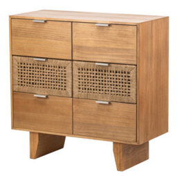Nordlys 3-Drawer Wooden And Natural Rattan Dresser Exotic Boho Bedroom - thumbnail 2