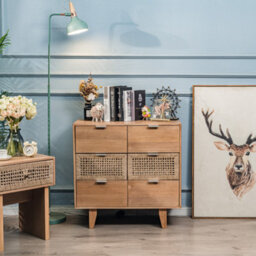 Nordlys 3-Drawer Wooden And Natural Rattan Dresser Exotic Boho Bedroom - thumbnail 4