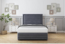 "Sloomy Ashford Steel Plush Divan Bed Base 2 Drawers Left Side-26"" Strutted Headboard  12"" Footboard 3' Single" - thumbnail 2