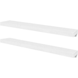 Berkfield 2 White Mdf Floating Wall Display Shelves Book/dvd Storage - thumbnail 2