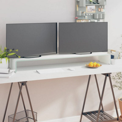 Berkfield Tv Stand/monitor Riser Glass White 120X30X13 Cm - image 1