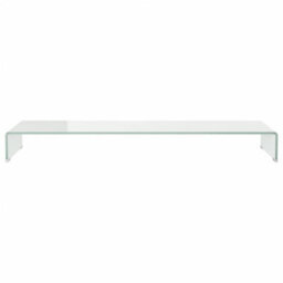 Berkfield Tv Stand/monitor Riser Glass White 120X30X13 Cm - thumbnail 3