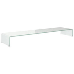 Berkfield Tv Stand/monitor Riser Glass White 120X30X13 Cm - thumbnail 2