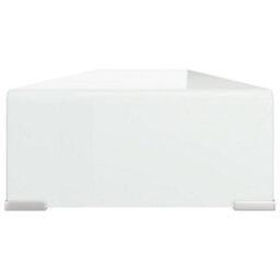 Berkfield Tv Stand/monitor Riser Glass White 120X30X13 Cm - thumbnail 4