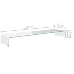 Berkfield Tv Stand/monitor Riser Glass White 120X30X13 Cm - thumbnail 6