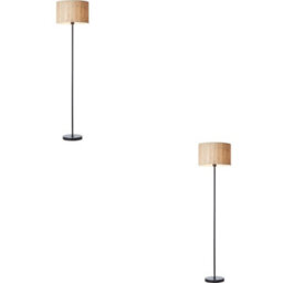 Loops 2 Pack 1615mm Floor Lamp - Natural Seagrass & Matt Black Trendy Woven Texture - Standing Led Light Base & Shade - thumbnail 1
