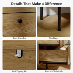 Homcom Chest Of Drawers With 4 Drawers, Modern Dresser For Bedroom, Oak - thumbnail 6