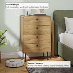Homcom Chest Of Drawers With 4 Drawers, Modern Dresser For Bedroom, Oak - thumbnail 5