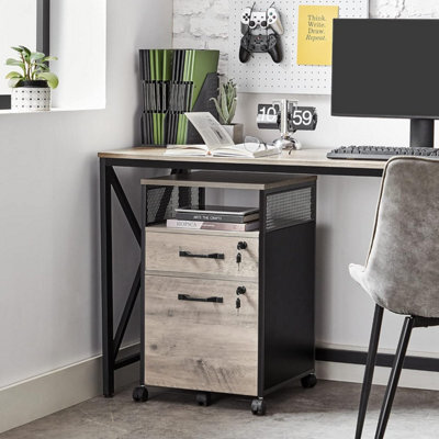 Songmics Mobile Filing Cabinet, Rolling Office Storage With 2 Lockable Drawers, Steel Frame File Organizer, Heather Greige - image 1