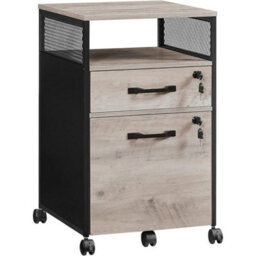 Songmics Mobile Filing Cabinet, Rolling Office Storage With 2 Lockable Drawers, Steel Frame File Organizer, Heather Greige - thumbnail 9