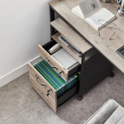 Songmics Mobile Filing Cabinet, Rolling Office Storage With 2 Lockable Drawers, Steel Frame File Organizer, Heather Greige - thumbnail 6