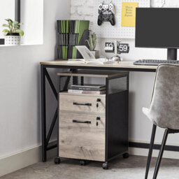 Songmics Mobile Filing Cabinet, Rolling Office Storage With 2 Lockable Drawers, Steel Frame File Organizer, Heather Greige - thumbnail 1